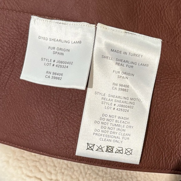 Theory Sedona Relax Shearling Moto Lamb's Leather Wide Collar Zip-Up Jacket - Picture 4 of 9